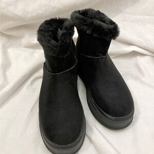 Aldo Black Faux Fur Winter Boots worn once